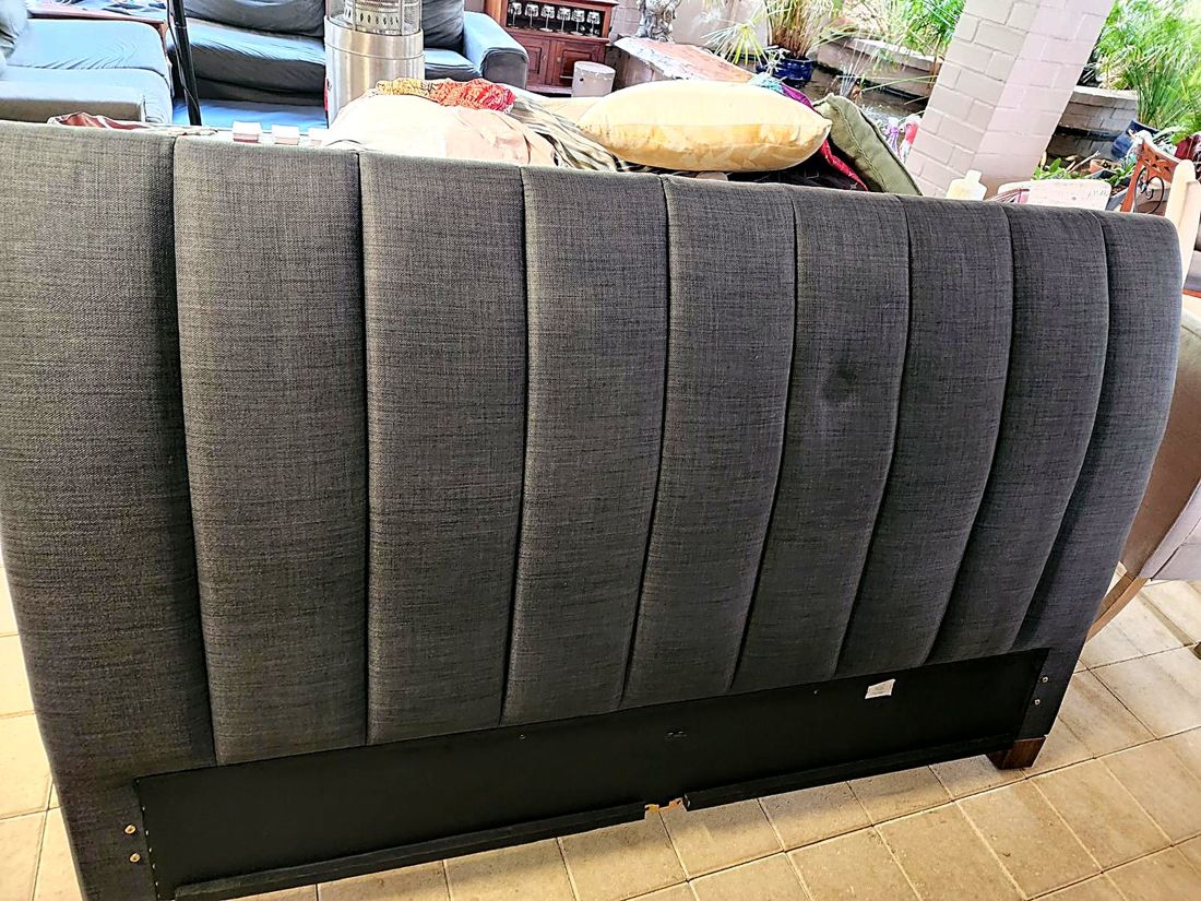 Mould and grime removed from an upholstered bedhead, after ProFresh cleaning