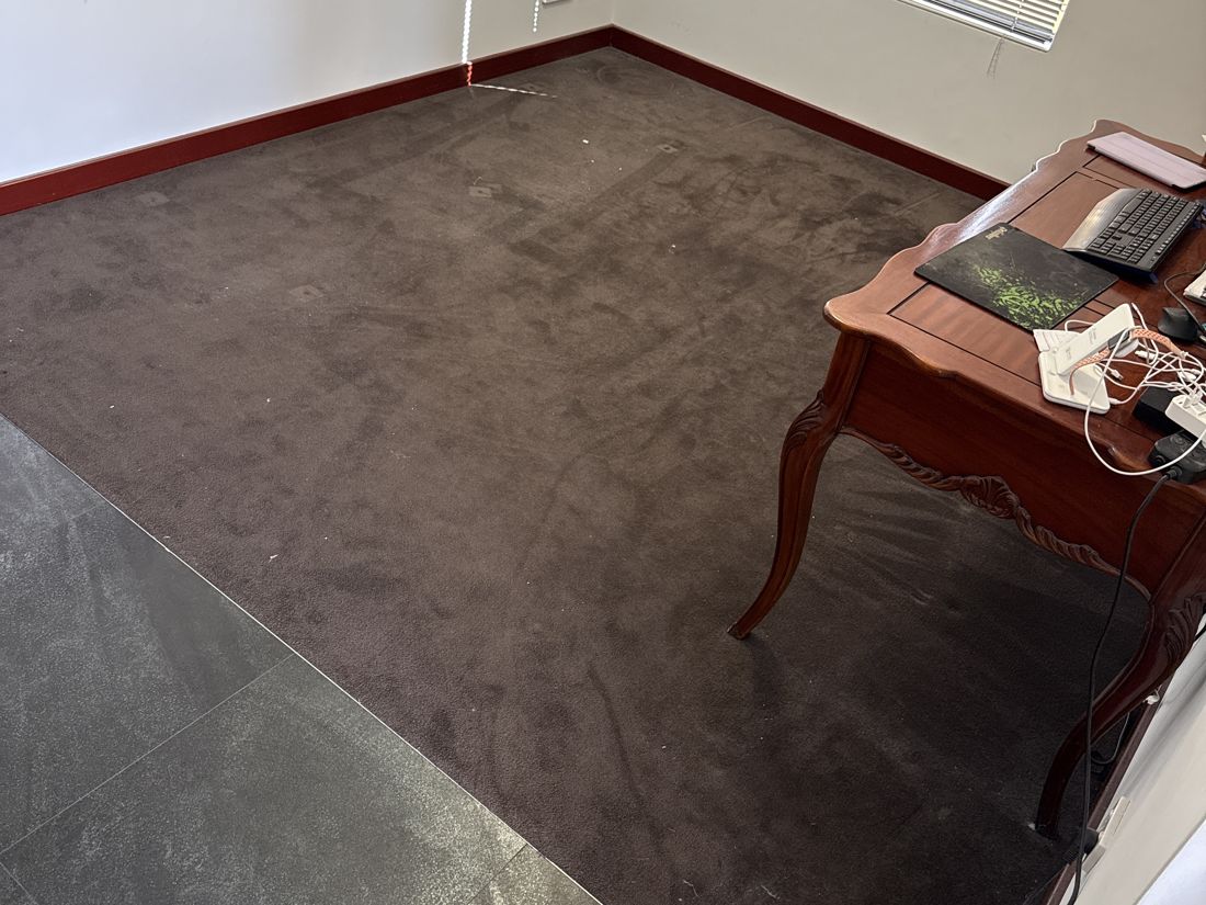 A tired lounge carpet brought back to life, before ProFresh cleaning